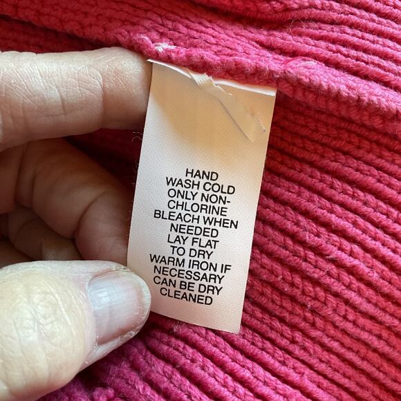 Jones New York Pink Long Sleeve Ribbed Shawl Collar Button Detail Sweater L - Picture 5 of 6